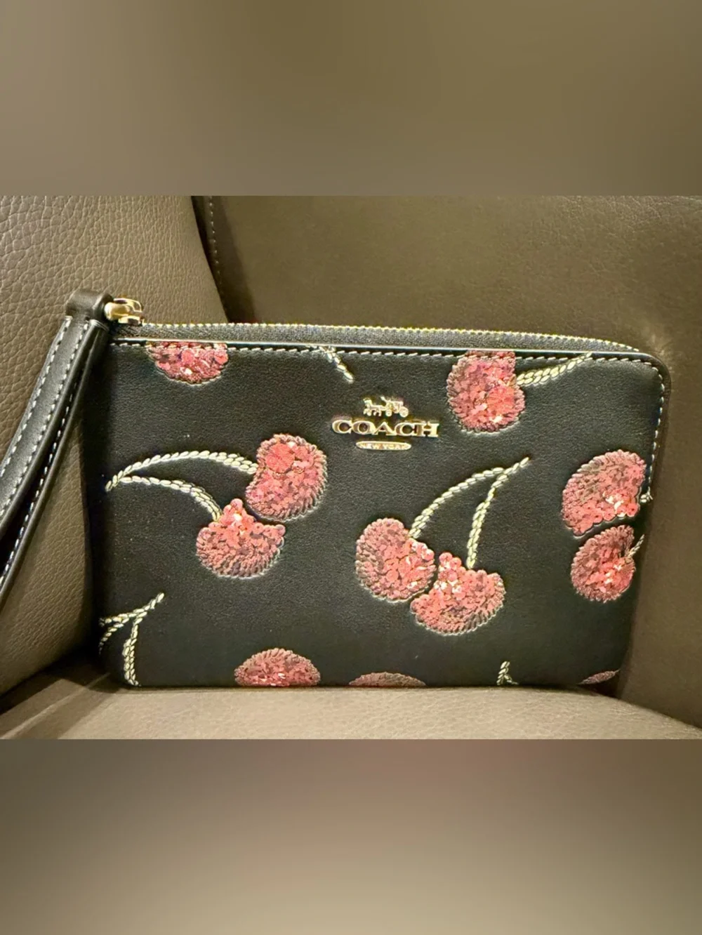 COACH Cherry Sequin Wristlet - Picture 3 of 7